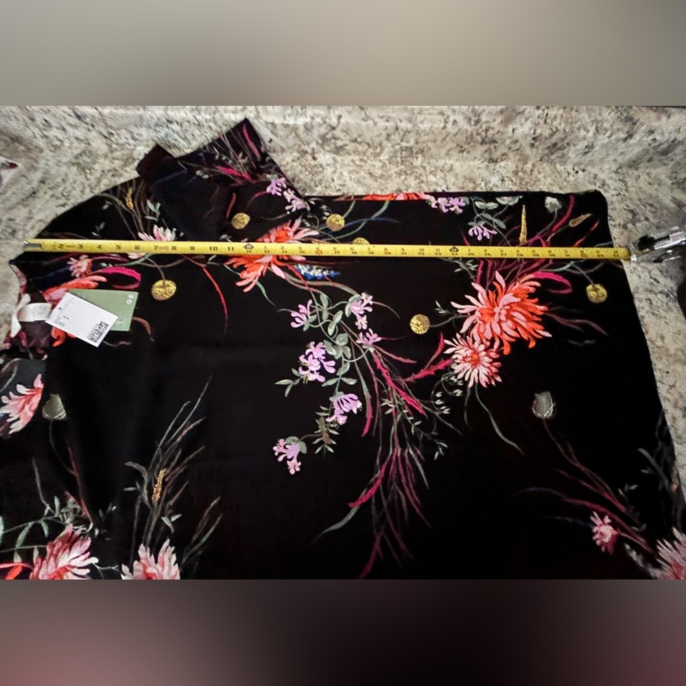 NWT H&M Black Floral Wide-sleeved Knee Length Dress Boho Goth Punk Size S - Picture 13 of 14